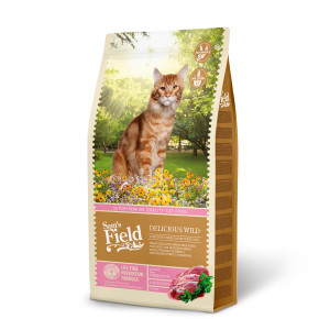 DÁREK, Sams Field Cat Delicious Wild, superprémiové granule s divočinou 7,5 kg (Sam's Field)