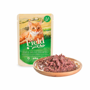 DÁREK, Sams Field True Meat Fillets with Duck & Jerusalem Artichoke, kapsička pro kočky 85 g (Sam's Field)
