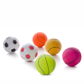 Gumové míčky v síťce, mix barev, 6,3 cm, 6 ks, ideální pro aktivní hru