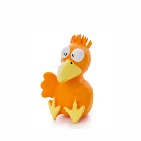 Latexové ptáče, oranžové, pískací hračka pro psy, 13 cm, ideální pro aktivní hru