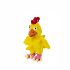 Latexové kuře s bodlinami, žluté, pískací hračka pro psy, 13 cm, ideální pro aktivní hru