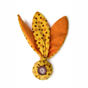 TPR míček s plyšovými šustícími křídly, žlutý, pískací hračka pro psy, odolná (gumová) hračka z termoplastické pryže a plyše