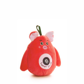 Plyšové prasátko, červené, pískací hračka pro psy, 16 cm, jemná na dotek