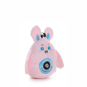 Plyšový zajíček, růžový, pískací hračka pro psy, 16 cm, jemná na dotek