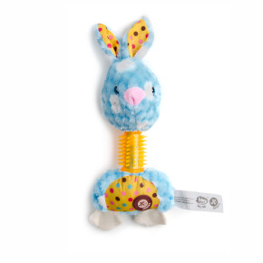 Plyšový králík s TPR krkem, pískací hračka pro psy, 27 cm, v pestrých barvách, ideální pro štěňata