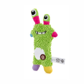 Plyšový Monster "mop", pískací hračka pro psy, zelená, 29 cm, jemný froté materiál