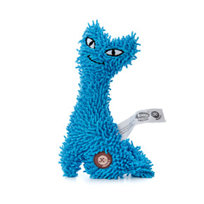 Plyšová kočka "mop", pískací hračka pro psy, modrá, 23 cm, jemný froté materiál
