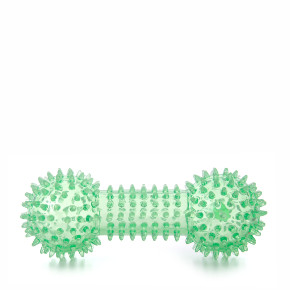 TPR – činka s bodlinami zelená, odolná (gumová) pískací hračka z termoplastické pryže