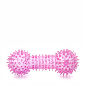 TPR – činka s bodlinami růžová, odolná (gumová) pískací hračka z termoplastické pryže