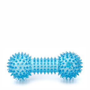 TPR – činka s bodlinami modrá, odolná (gumová) pískací hračka z termoplastické pryže