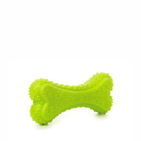 TPR – kost zelená, odolná (gumová) pískací hračka z termoplastické pryže