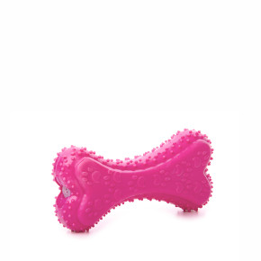 TPR – kost růžová, odolná (gumová) pískací hračka z termoplastické pryže