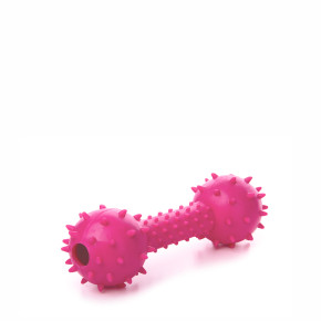 TPR – činka s bodlinami růžová, odolná (gumová) hračka z termoplastické pryže