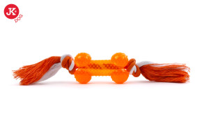 JK ANIMALS hračka TPR Bavlněný uzel s kostí - oranžový | © copyright jk animals, všechna práva vyhrazena