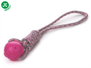 JK ANIMALS Bavlněné přetahovadlo s TPR růžovým míčem | © copyright jk animals, všechna práva vyhrazena