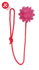 JK ANIMALS hračka z tvrdé gumy Míček ježek 9 cm + šňůra 60 cm růžový | © copyright jk animals, všechna práva vyhrazena