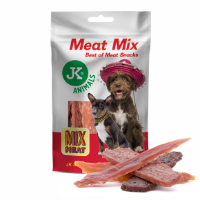 Mix nejlepších masových pamlsků, kuřecí a kachní maso, jehněčí a králičí filety, 80 g (Mix Meat Snack)