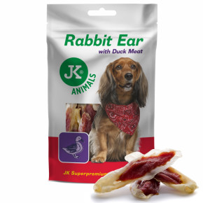 JK ANIMALS Meat Snack Rabbit Ear with Duck Meat, masový pamlsek | © copyright jk animals, všechna práva vyhrazena