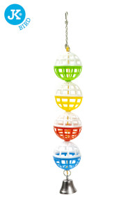 JK ANIMALS Plastová hračka pro ptáky čtyři míčky se zvonkem na zavěšení | © copyright jk animals, všechna práva vyhrazena