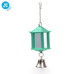 JK ANIMALS Plastová hračka pro ptáky lucerna se zrcátkem a zvonkem na zavěšení zelená | © copyright jk animals, všechna práva vyhrazena