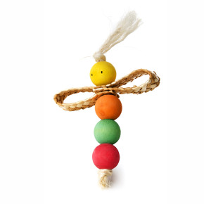 Hračka vážka ze dřeva a slámy, 16 cm, hračka pro hlodavce