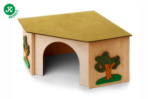 JK ANIMALS, Dřevěný rohový domek pro králíky, 27×27×15 cm © copyright jk animals, všechna práva vyhrazena