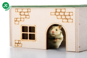 JK ANIMALS, Dřevěný domek kvádr pro křečky, 13×10×7 cm, domek z překližky pro hlodavce © copyright jk animals, všechna práva vyhrazena