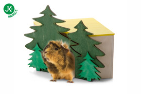 JK ANIMALS, Dřevěný rohový domek Les pro morčata, 15×15×16 cm © copyright jk animals, všechna práva vyhrazena