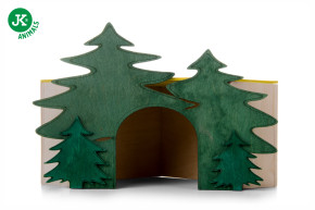 JK ANIMALS, Dřevěný rohový domek Les pro králíky, 19,5×19,5×19 cm © copyright jk animals, všechna práva vyhrazena