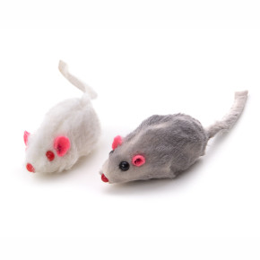Malé myšky, 12 ks, chlupatá hračka pro kočky z pravé králičí kožešiny