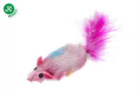 JK ANIMALS, Plyšová chrastící myška s pírky, 16 cm © copyright jk animals, všechna práva vyhrazena
