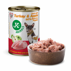 JK Premium Turkey & Apple for Puppies, Paté with Chunks, 60 % Meat, krůtí s jablky, prémiová konzerva pro štěňata, 400 g