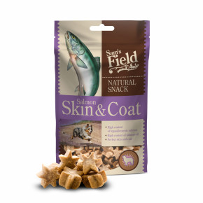 Sam's Field Natural Snack Salmon Skin & Coat, 200 g, funkční masový polovlhký měkký pamlsek pro psy, (Sams Field polovlhký pamlsek)