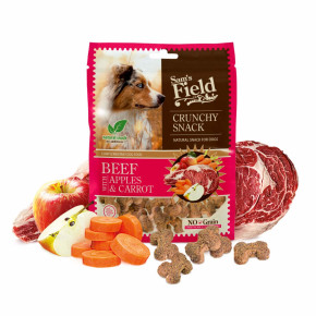 Sam's Field Crunchy Cracker Beef with Apples & Carrot, křupavý hovězí pamlsek s jablky a mrkví pro psy, 200 g (Sams Field masový pamlsek)