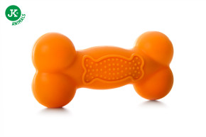 JK ANIMALS, kruh s bodlinami a pískací kost z TPR pryže, oranžová, velmi odolná hračka © copyright jk animals, všechna práva vyhrazena