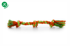 JK ANIMALS, bavlněný uzel (3 uzly), bavlněná hračka pro psy, ideální pro aktivní hru, zeleno-oranžový, 35 cm © copyright jk animals, všechna práva vyhrazena