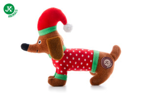 JK ANIMALS, plyšový jezevčík X-Mas, 17 cm, plyšová pískací vánoční hračka pro psy © copyright jk animals, všechna práva vyhrazena