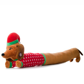 Plyšový jezevčík XL X-Mas, 96 cm, extra dlouhá plyšová pískací vánoční hračka pro psy
