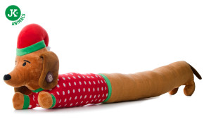 JK ANIMALS, plyšový jezevčík XL X-Mas, 96 cm, extra dlouhá plyšová pískací vánoční hračka pro psy © copyright jk animals, všechna práva vyhrazena
