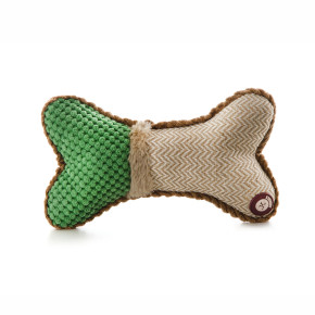 Plyšová kost, 24 cm, zelená, plyšová pískací hračka pro psy
