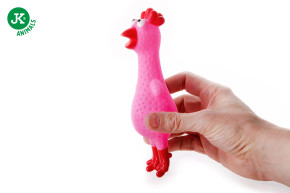 JK ANIMALS, vinylová slepička, růžová pískací hračka pro psy, ideální pro aktivní hru, 18 cm © copyright jk animals, všechna práva vyhrazena