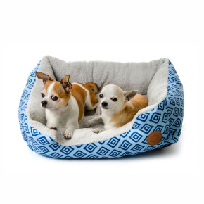 Pelíšek Blue, 61 cm, modrý - karo, pohodlný pelíšek pro malé a střední psy 