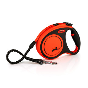 Flexi Xtreme Tape (pásek), velikost M, oranžová, 5 m/35 kg, samonavíjecí vodítko pro psy