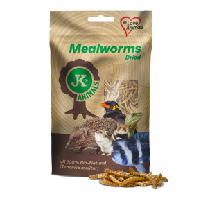 Sušení mouční červi JK Dried Mealworms v sáčku, 80 g, (Tenebrio Molitor)