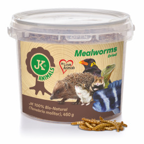 Sušení mouční červi JK Dried Mealworms v kbelíku, 450 g, (Tenebrio Molitor)