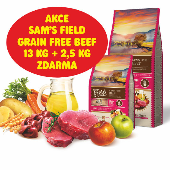 AKCE SAM'S FIELD GRAIN FREE BEEF 13+2,5 KG ZDARMA